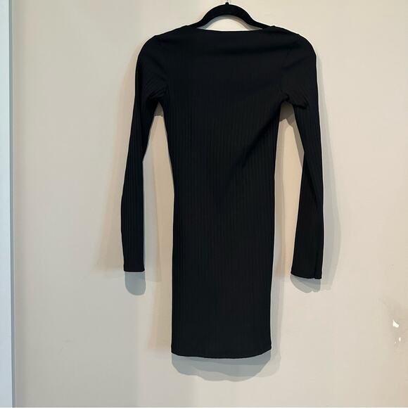 Zara Women’s Ribbed Stretch Henley Button Up Bodycon Fitted Dress Long Sleeves - Picture 5 of 7